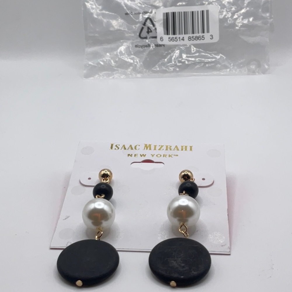 Isaac Mizrahi Black and Gold Drop Earrings